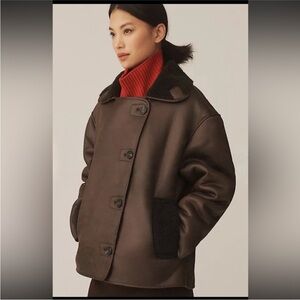 PILCRO FAUX-SHEARLING COCOON COAT